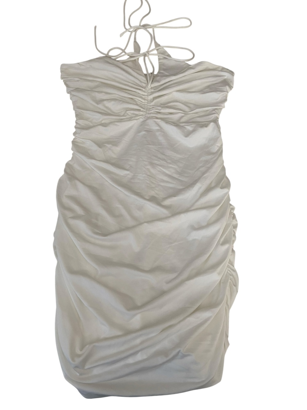 NWT PRINCESS POLLY WHITE RUCHED MINI DRESS SIZE 8